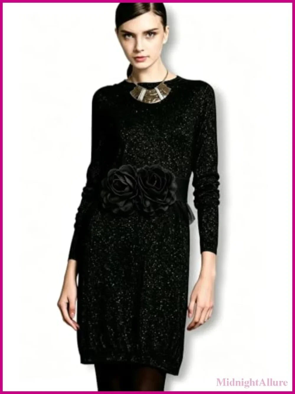 Women's Elastic Waist Belt Floral Decor Stretch Band for Dress Coat S/M